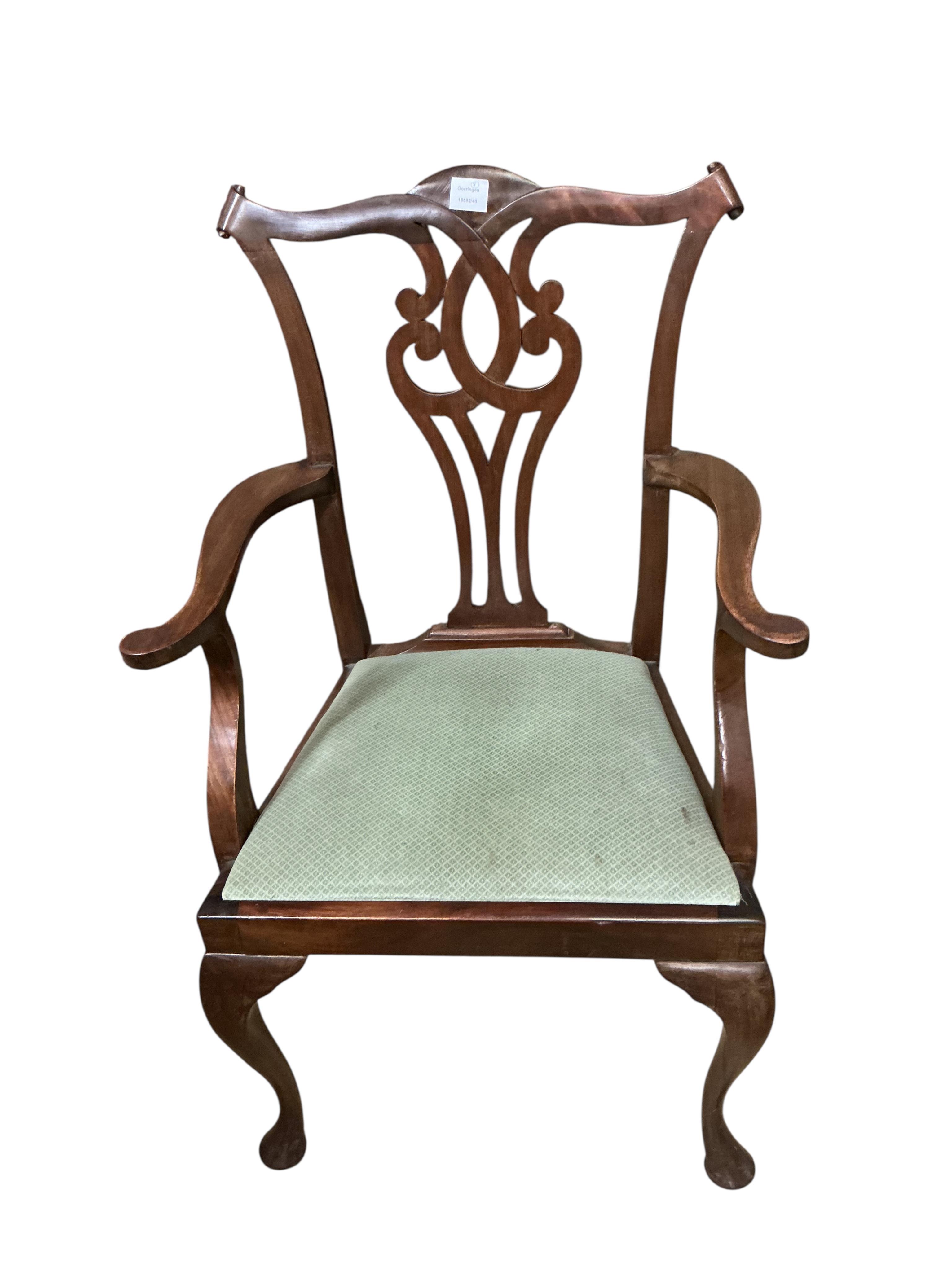 A set of eight George III style mahogany dining chairs, two with arms